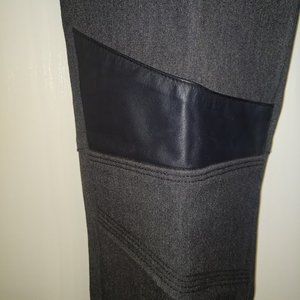 Ecru Trousers, Dark Grey with Black Vegan Leather Knee Detail